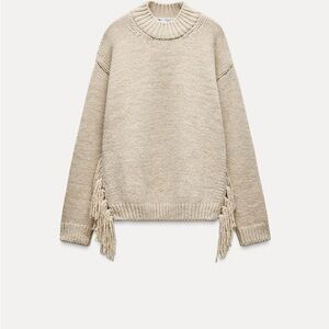 Zara Fringe Oatmeal Sweater